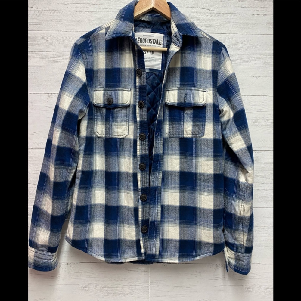 Aeropostale men’s blue plaid quilted jacket xs